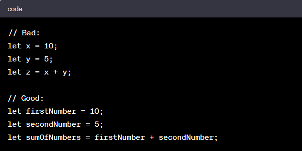 Meaningful Variable Names